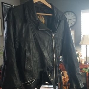 Cinch waist leather jacket